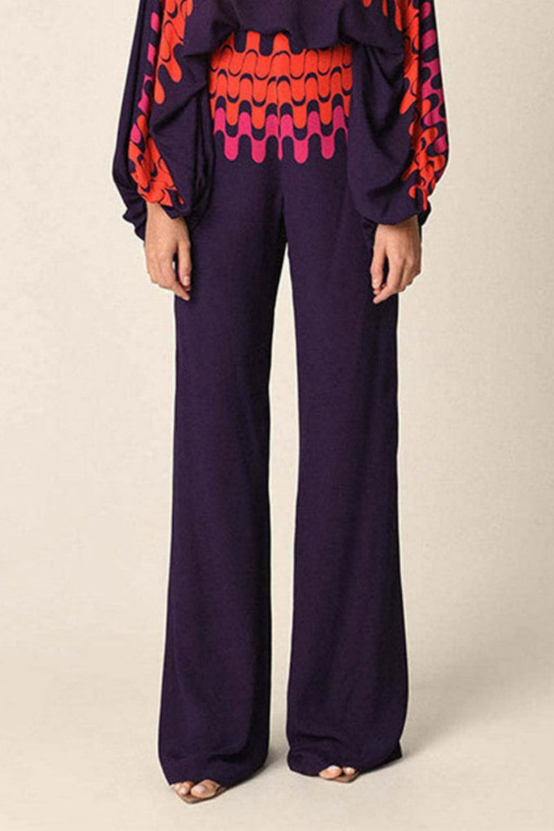 Coordinated Abstract Waves Two-Piece Set - Purple