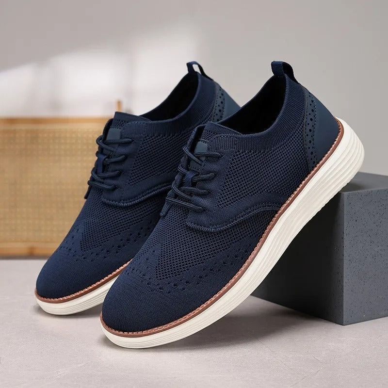 Knit Brogue Shoes with Wingtip Brogue Detail