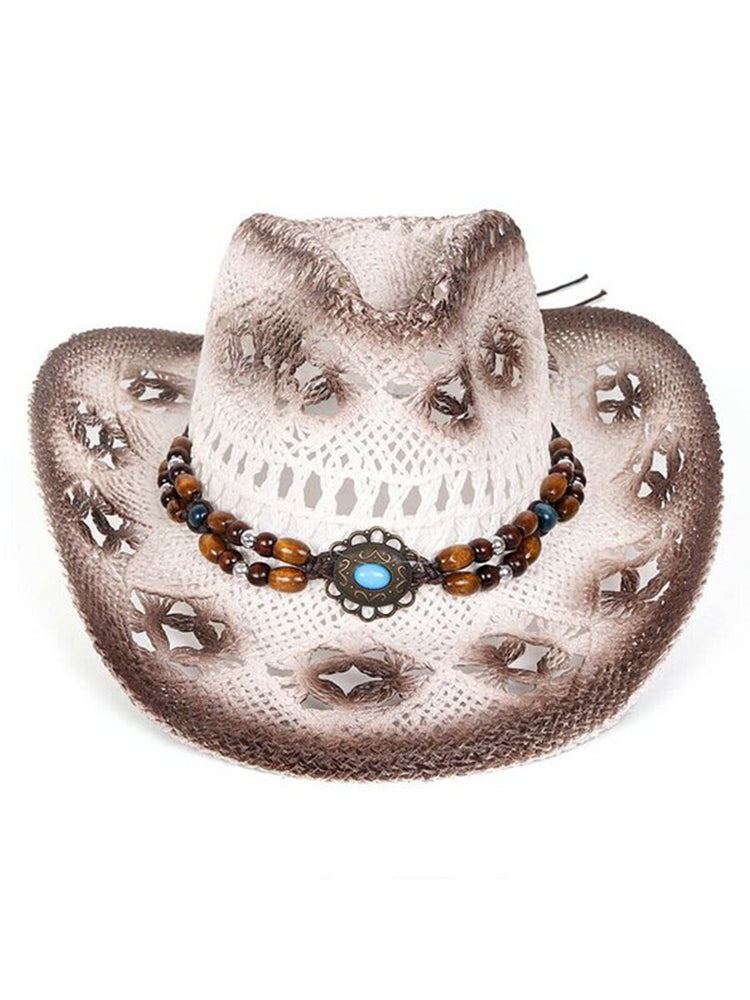 Western Retro Denim Hollow Hat
