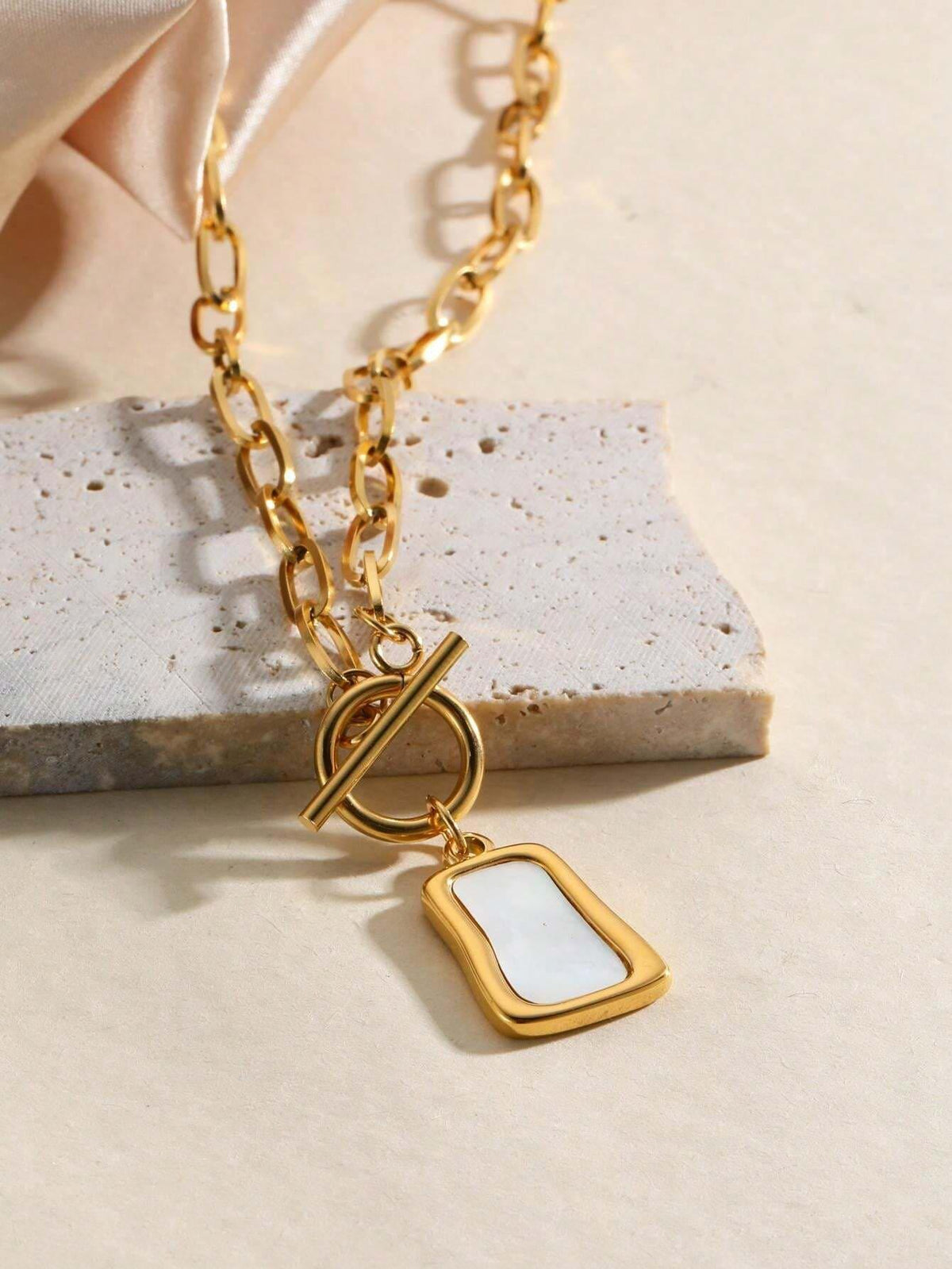 Statement Gold-Plated Geometric Square Necklace