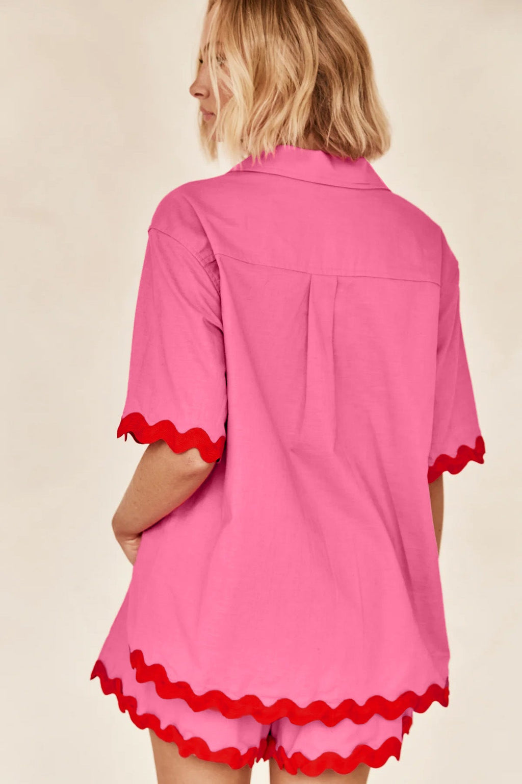 Simple Knit Cardigan Wavy Stitching Set
