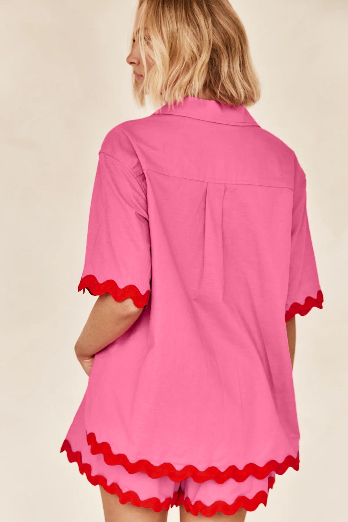 Simple Knit Cardigan Wavy Stitching Set
