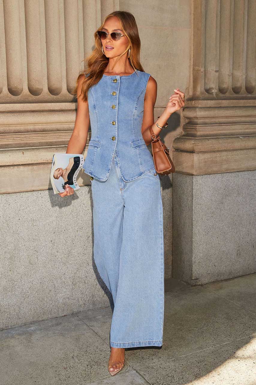 Modern Distressed Loose Denim Suit