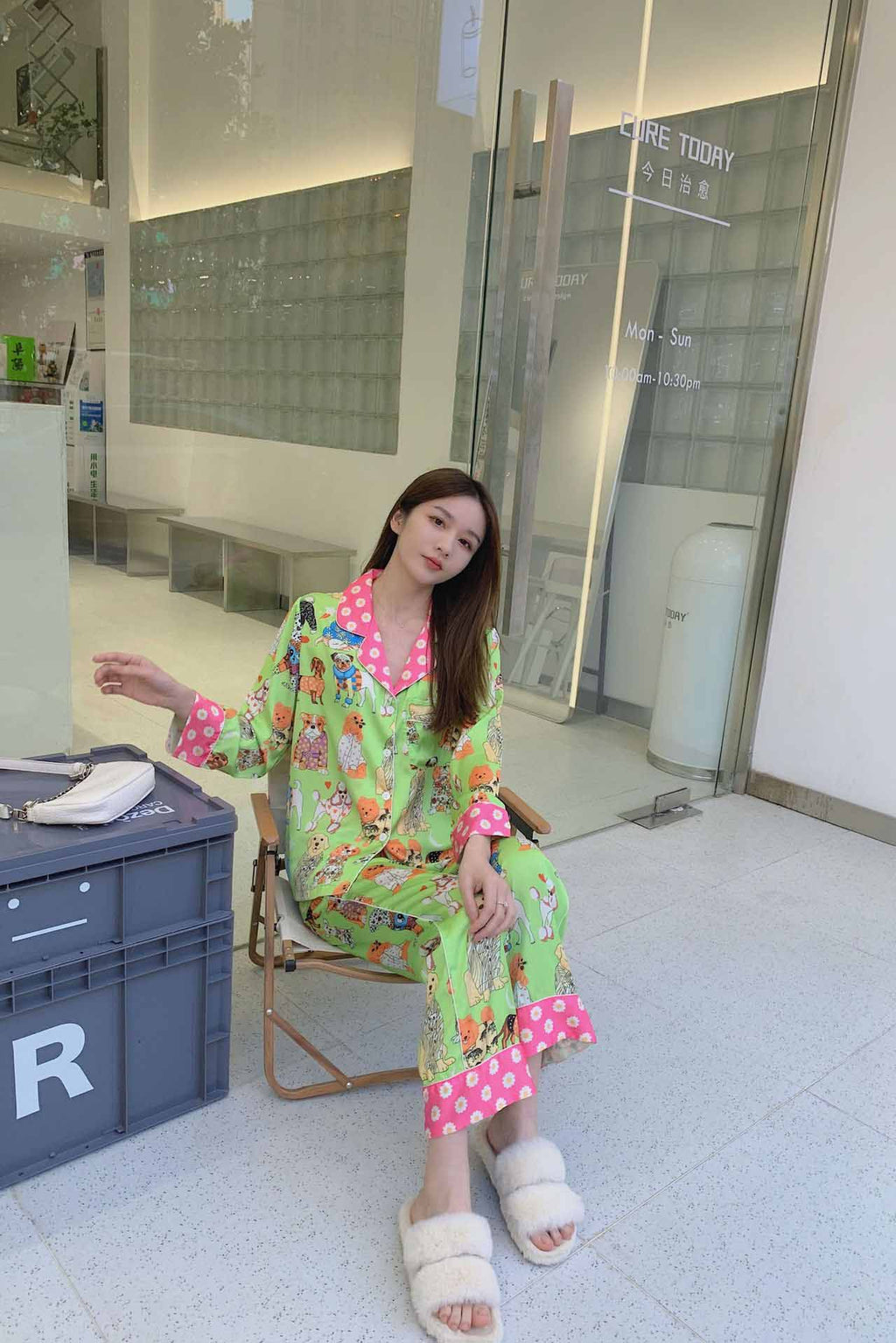 Coordinated Artistic Illustration Pajama Set