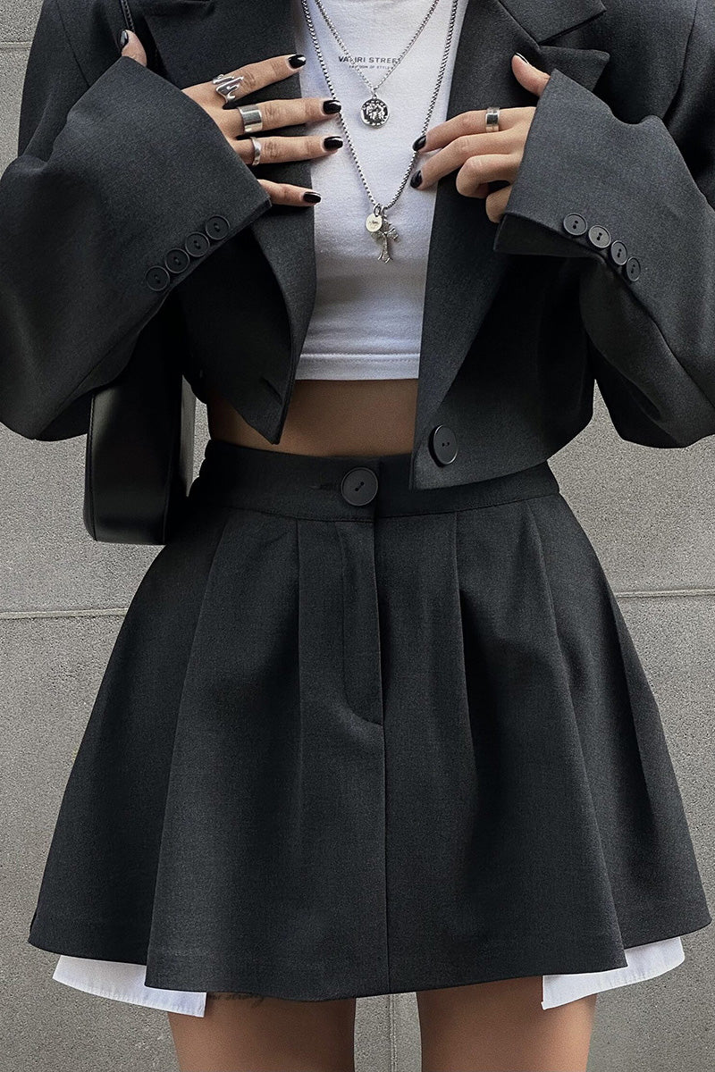 Coordinated Contrast Silhouette Cropped Skirt Set