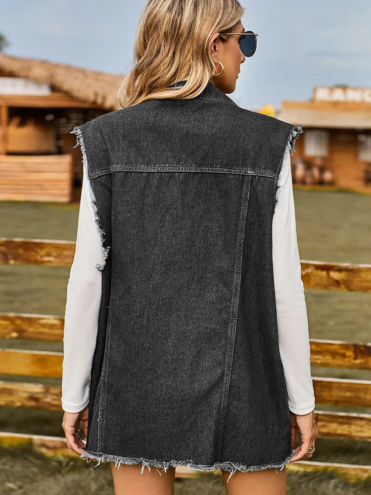 Cropped Denim Vest for Layered Looks