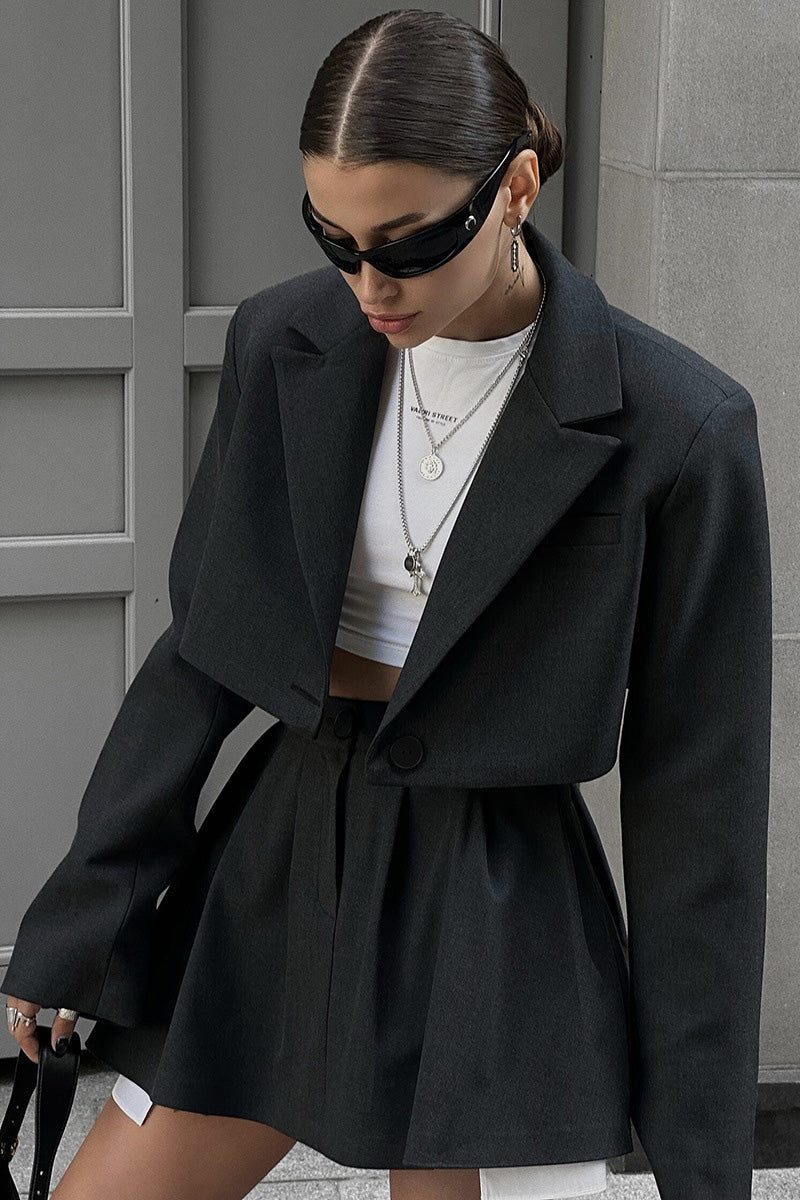 Coordinated Contrast Silhouette Cropped Skirt Set