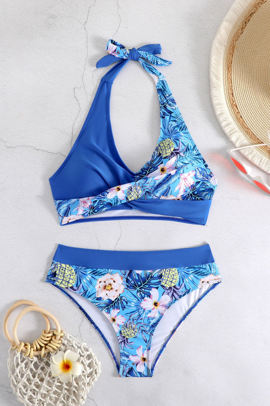 Modern Colorblock Halter Bikini Swimwear