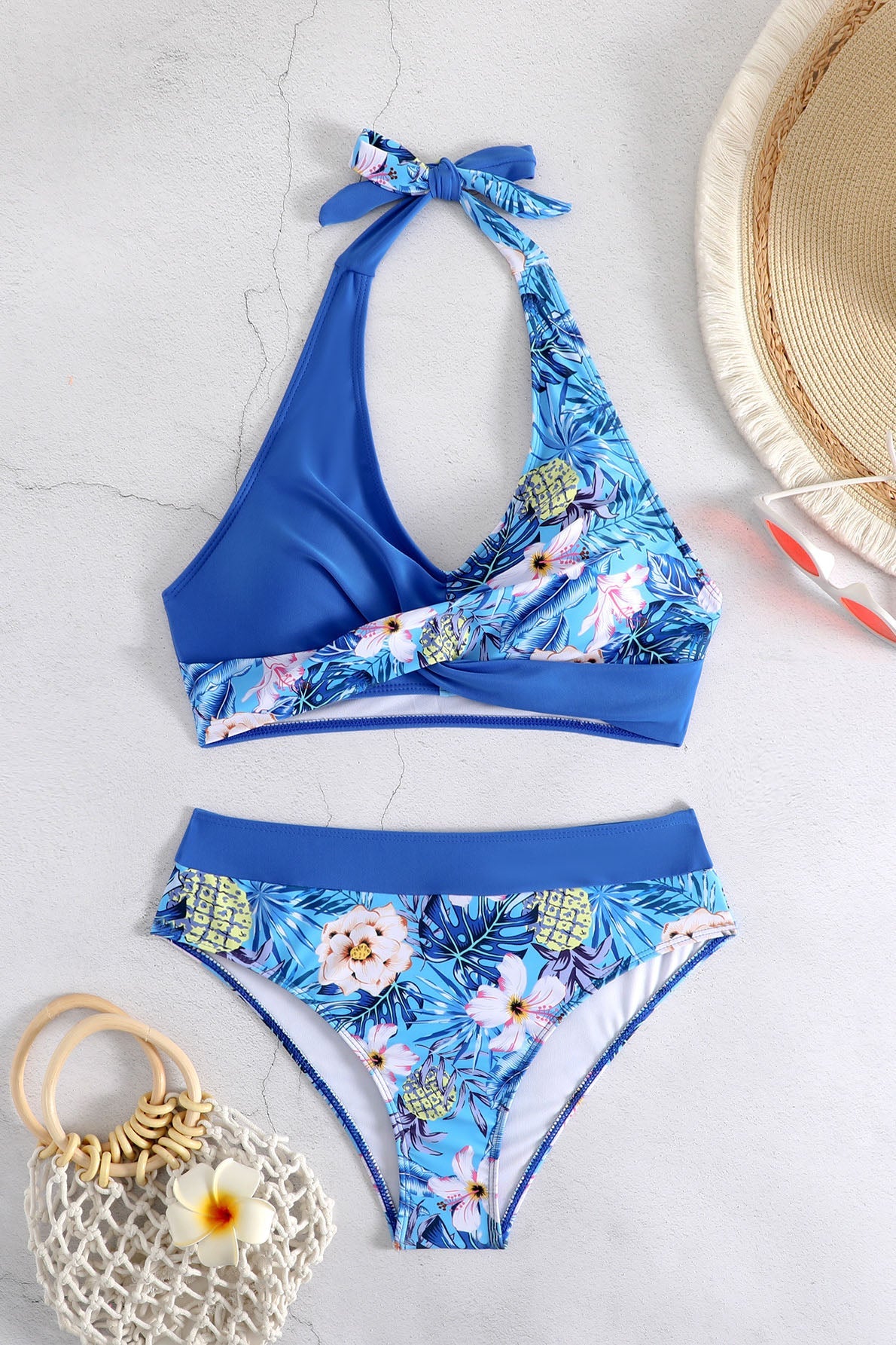 Modern Colorblock Halter Bikini Swimwear
