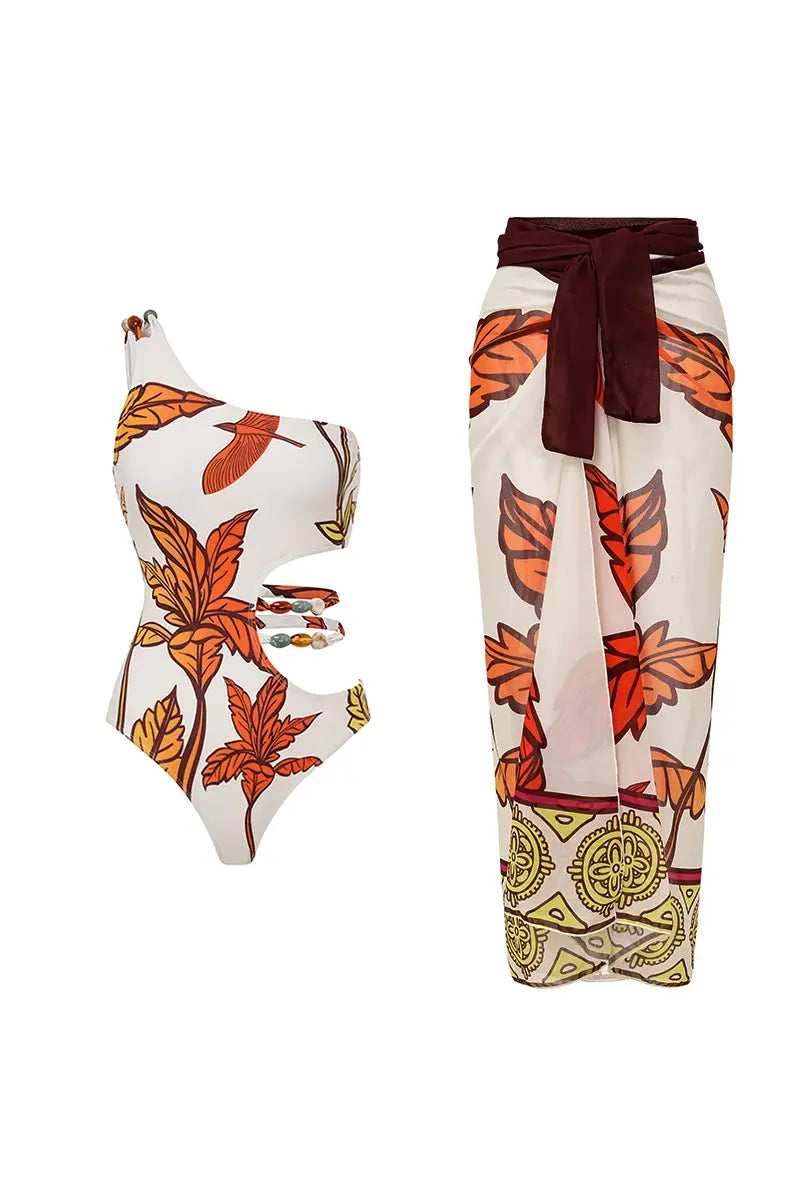 Maple Print Swimwear Set Trio