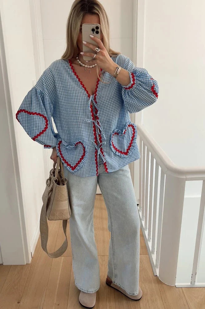 Modern Hearts Long Sleeves Blouse