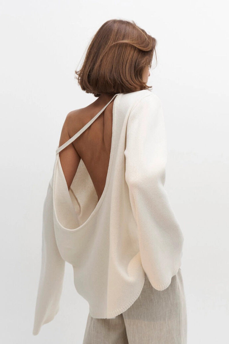 Hidden Open-Back Lazy Knit Sweater