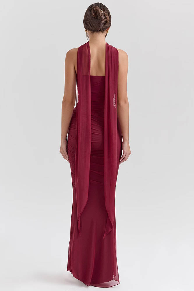 Coordinated Flowy Tie Strapless Slimming Skirt Set