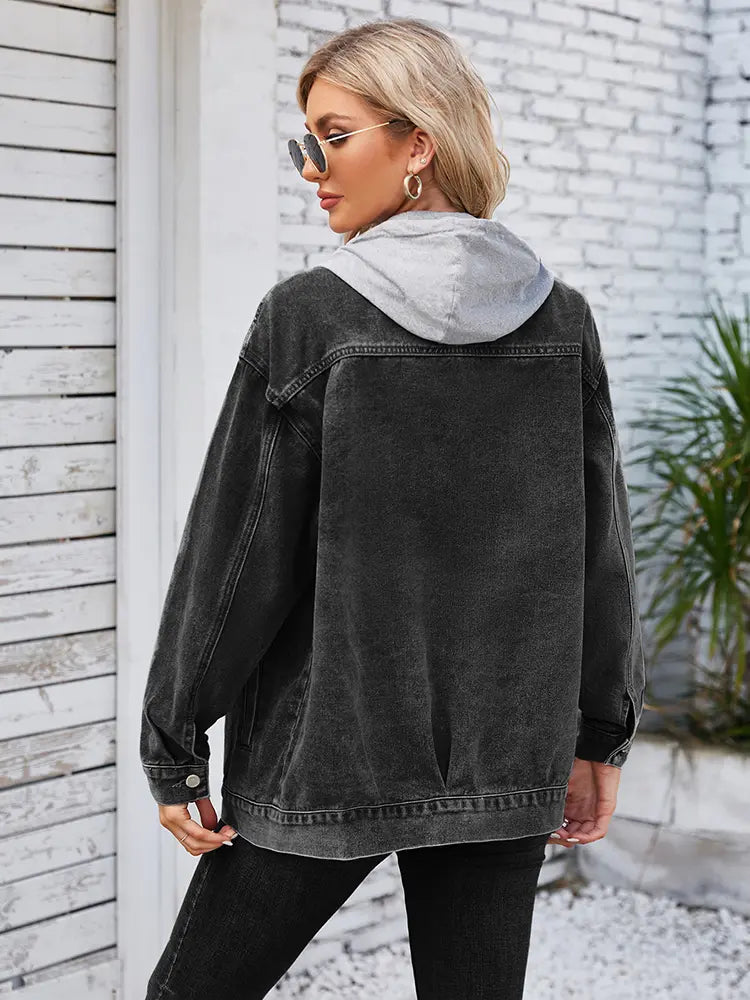 Mid-Length, Lightweight Denim Jacket with Hood