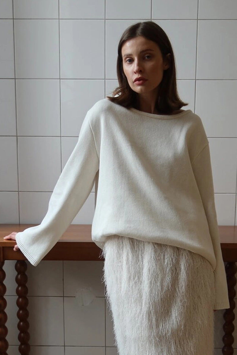 Hidden Open-Back Lazy Knit Sweater