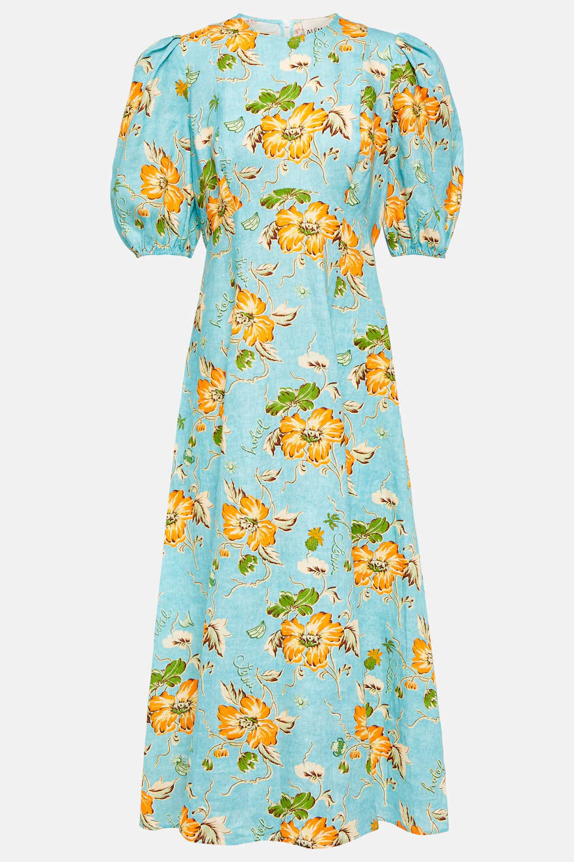 Modern Graffiti Print Puff Sleeve Dress