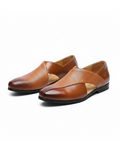 Full-Grain Leather Loafers with Woven Detail