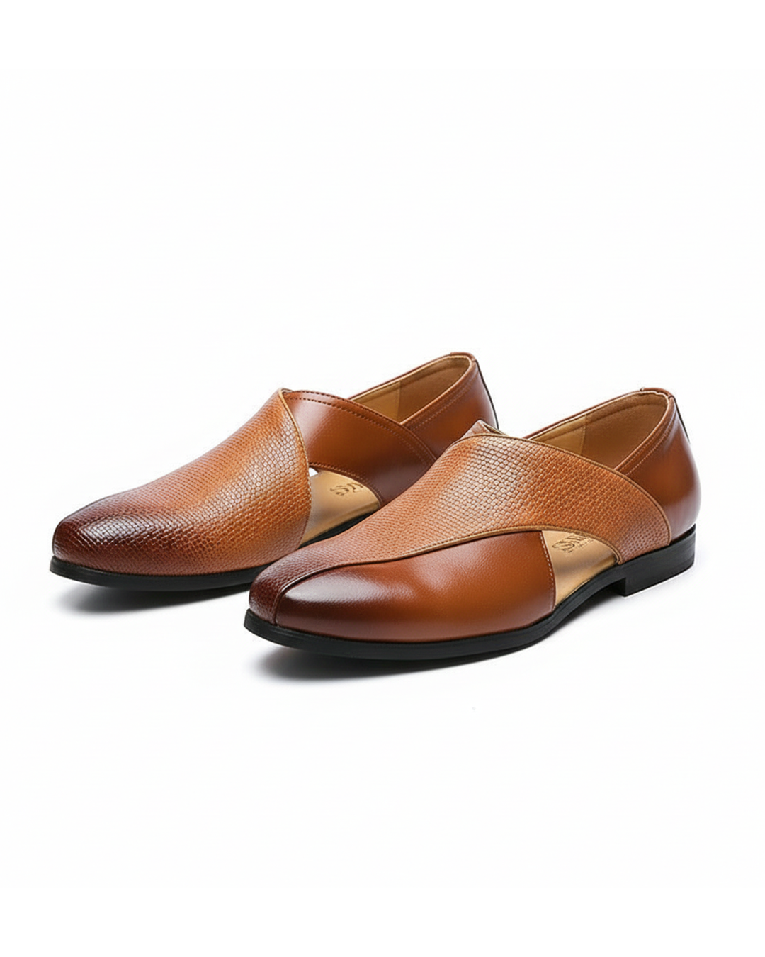 Full-Grain Leather Loafers with Woven Detail