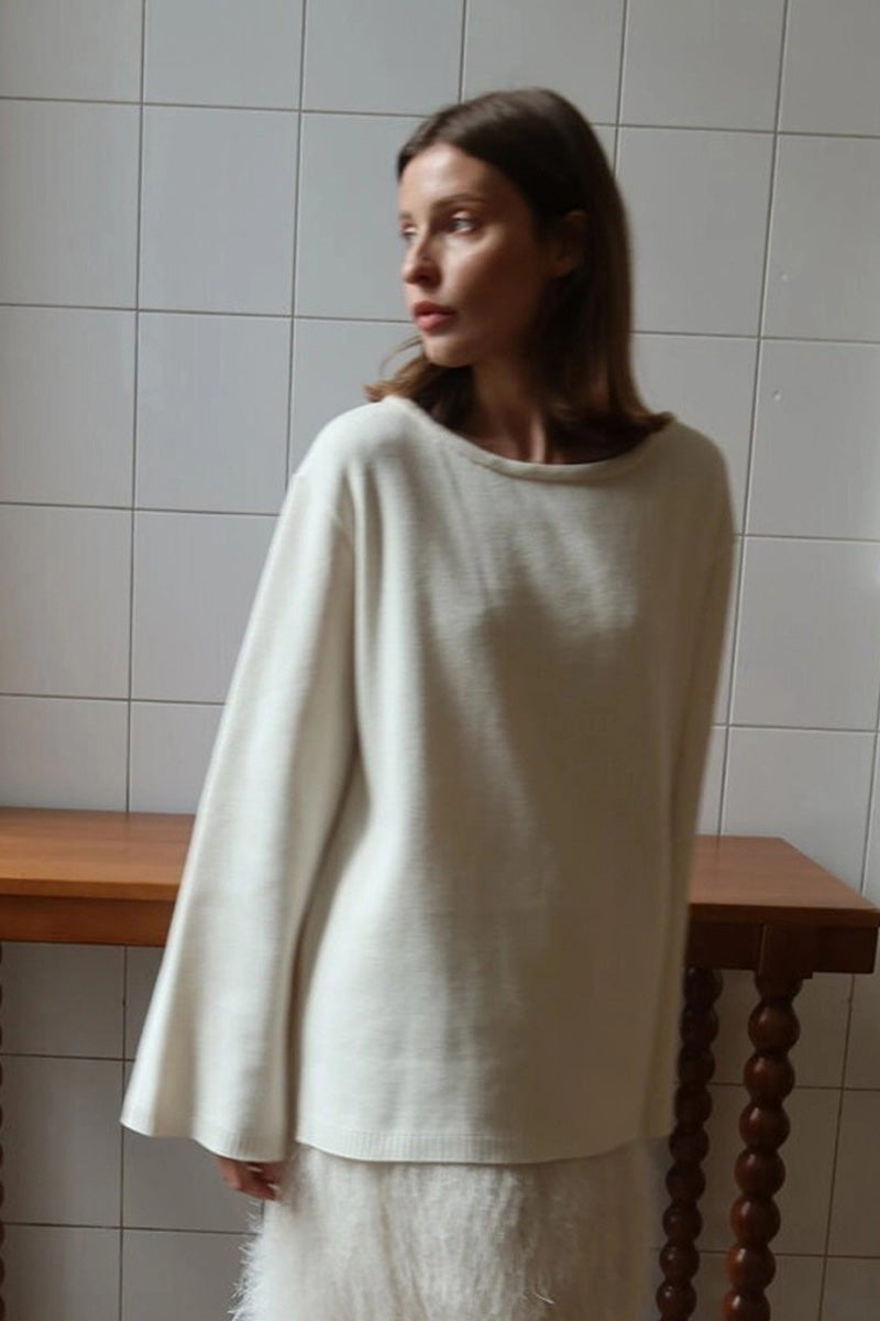 Hidden Open-Back Lazy Knit Sweater