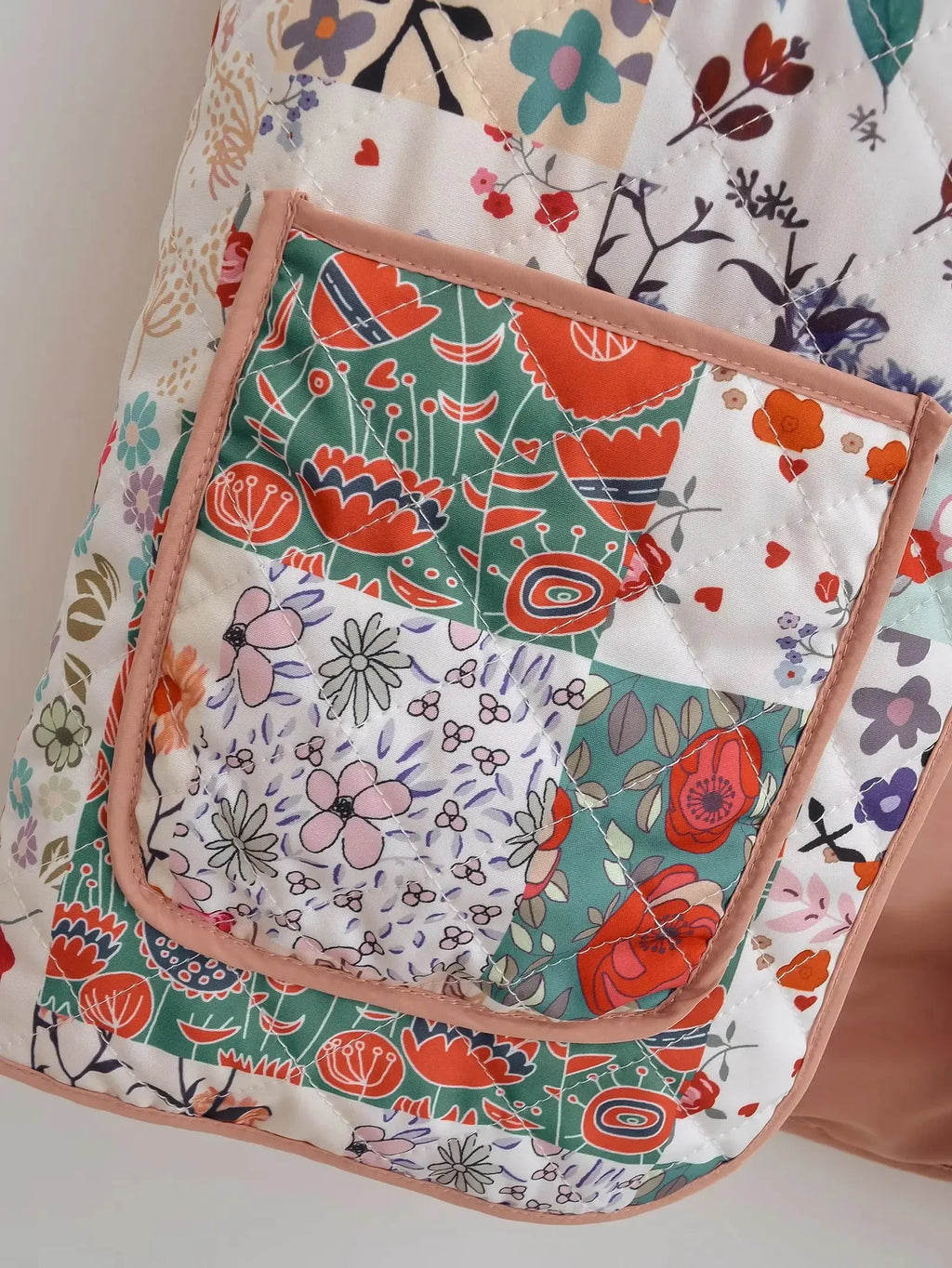 Vest with Floral Print and Patchwork