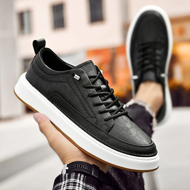 Cowhide Leather Sneakers with Lightweight Construction