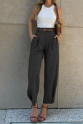 Stylish Loose High Waisted Drawstring Suit Trousers