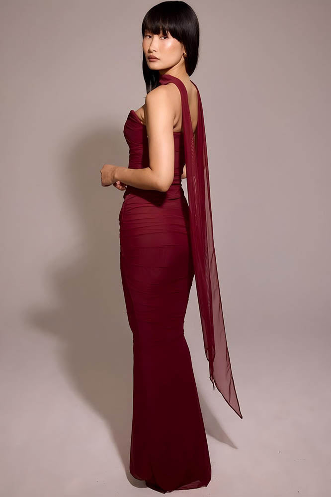 Coordinated Flowy Tie Strapless Slimming Skirt Set