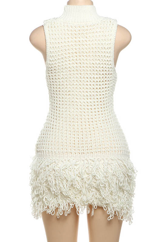 Modern Fringe Cut-Out Slim-Fit Patchwork Dress
