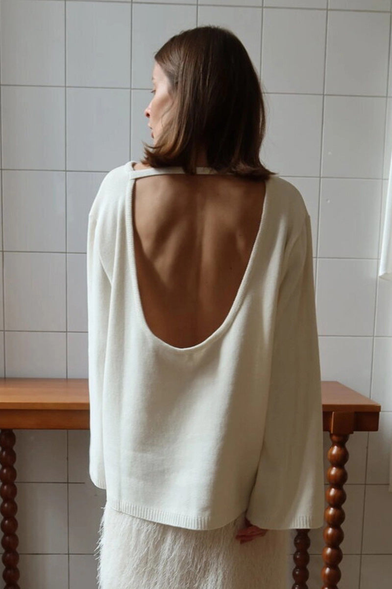 Hidden Open-Back Lazy Knit Sweater