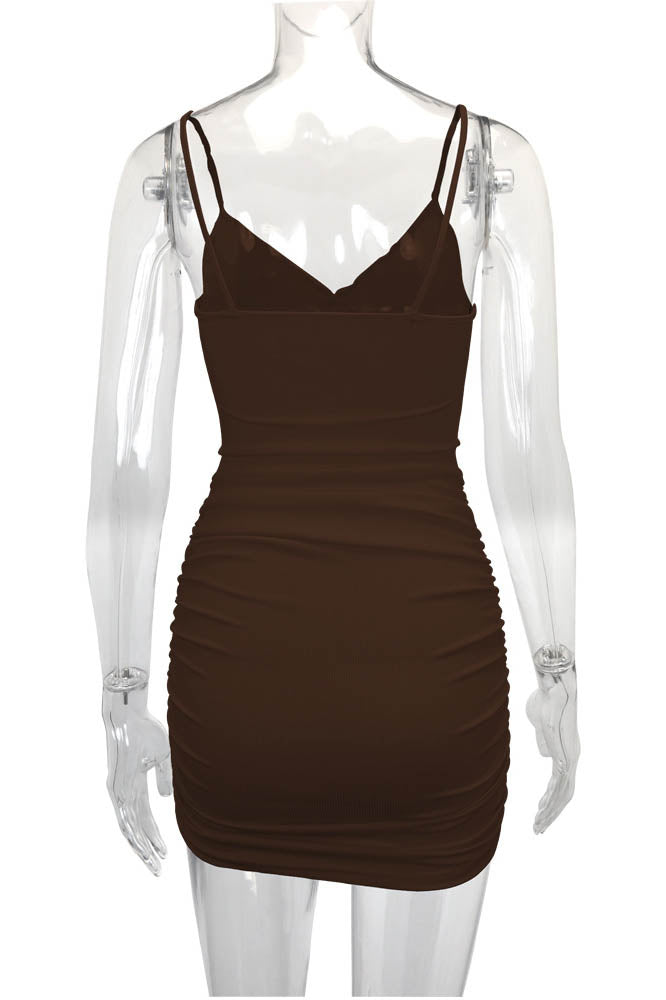 Cross-Strap Cut-Out Fitted Mini-Length Dress