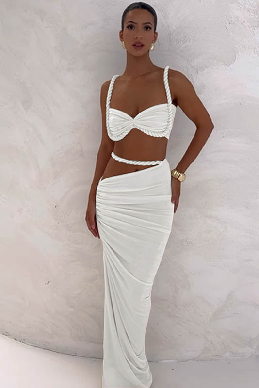 Coordinated Sea Breeze Halter Bikini & Skirt Set