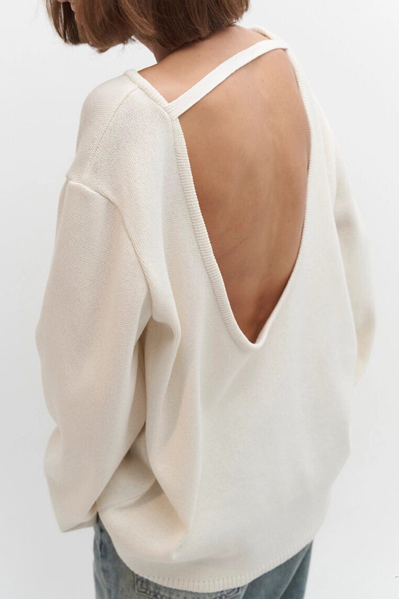 Hidden Open-Back Lazy Knit Sweater