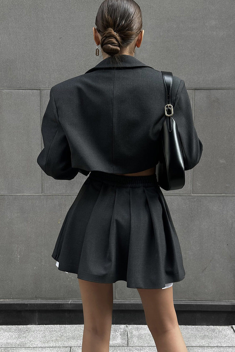 Coordinated Contrast Silhouette Cropped Skirt Set