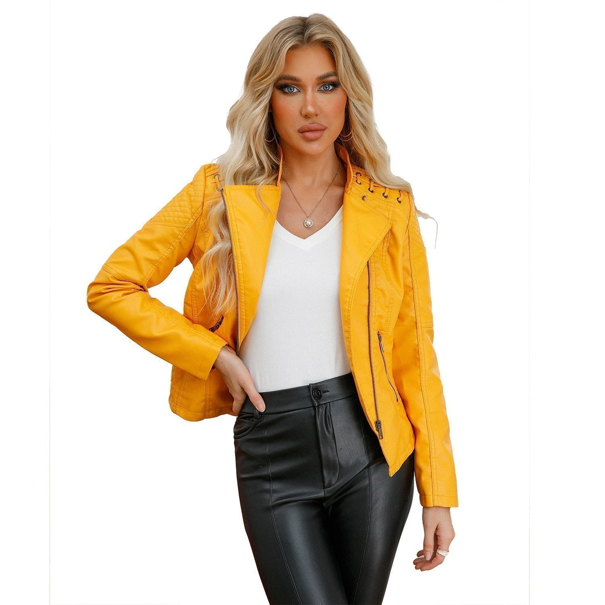 Leather Jacket in Washed Lambskin