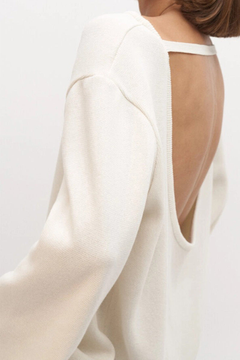 Hidden Open-Back Lazy Knit Sweater