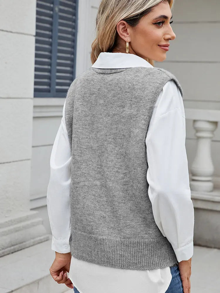 Lightweight Vest with Button Closure and Relaxed Fit