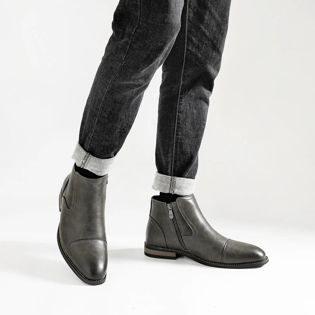 Chelsea Boots with Cap-Toe Detail