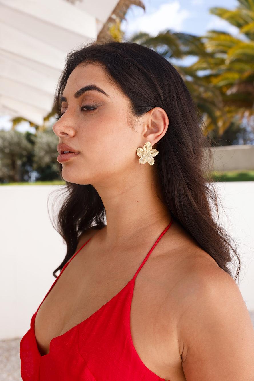 Statement 18k Gold Plated Fave Flower Earrings Gold