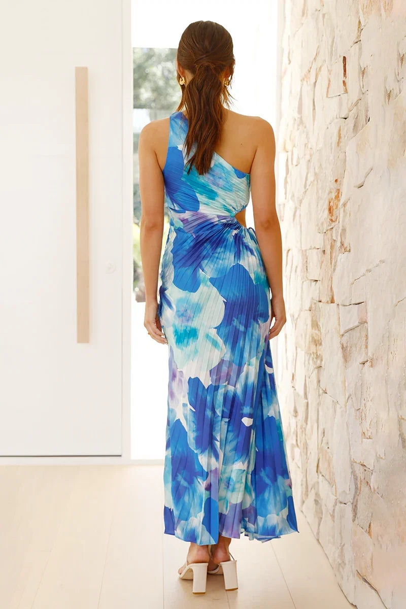 Laken Maxi-Length Dress - Blue Flower