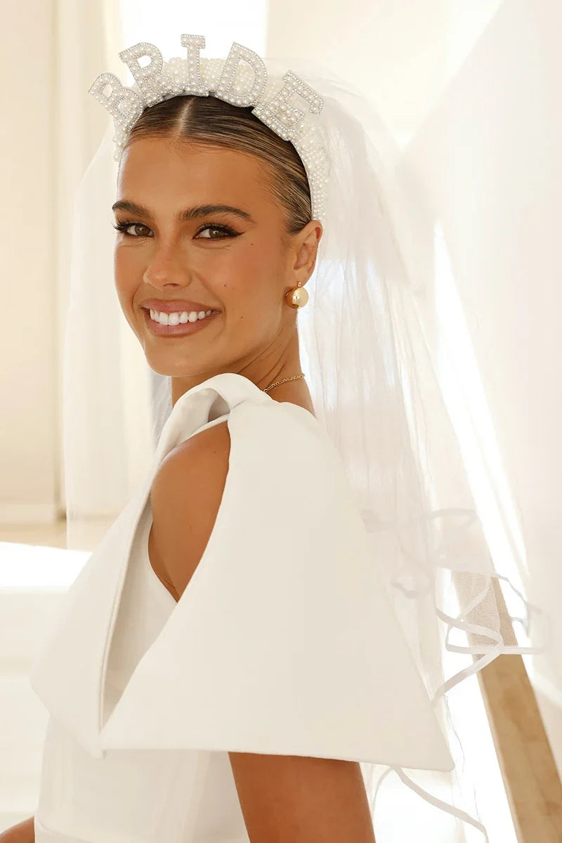 Modern Bride To Be Veil - White