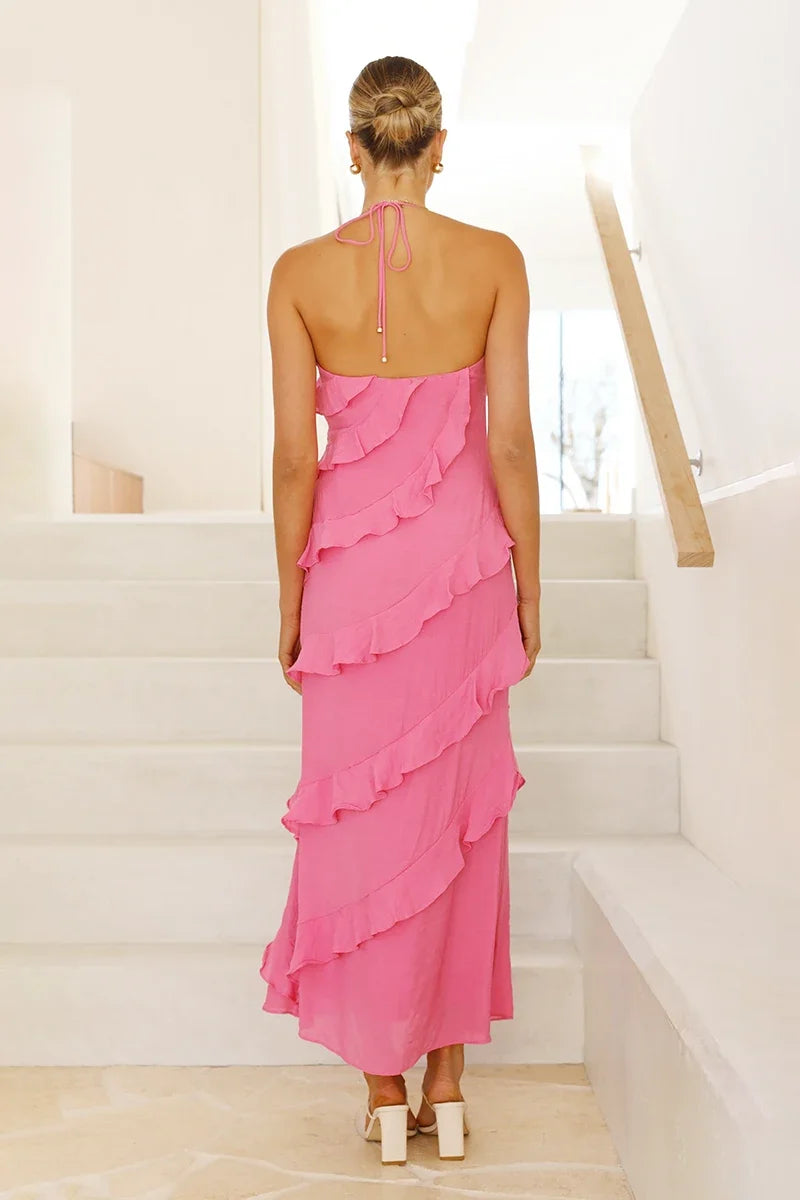 Sophia Maxi-Length Dress - Hot Pink