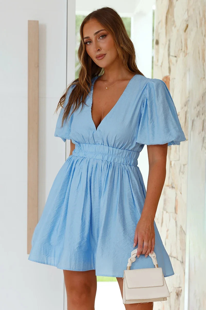Charlotte Mini-Length Dress - Blue