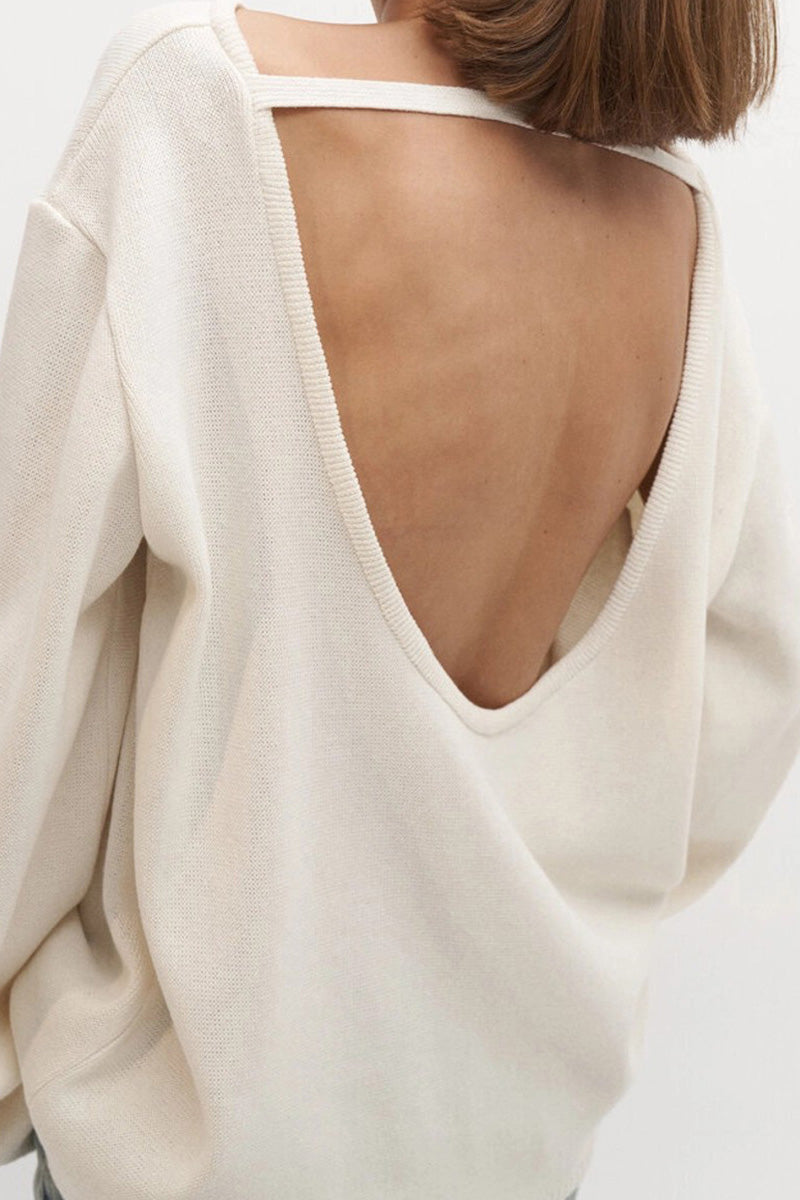 Hidden Open-Back Lazy Knit Sweater