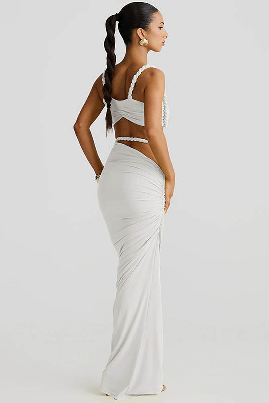 Coordinated Sea Breeze Halter Bikini & Skirt Set