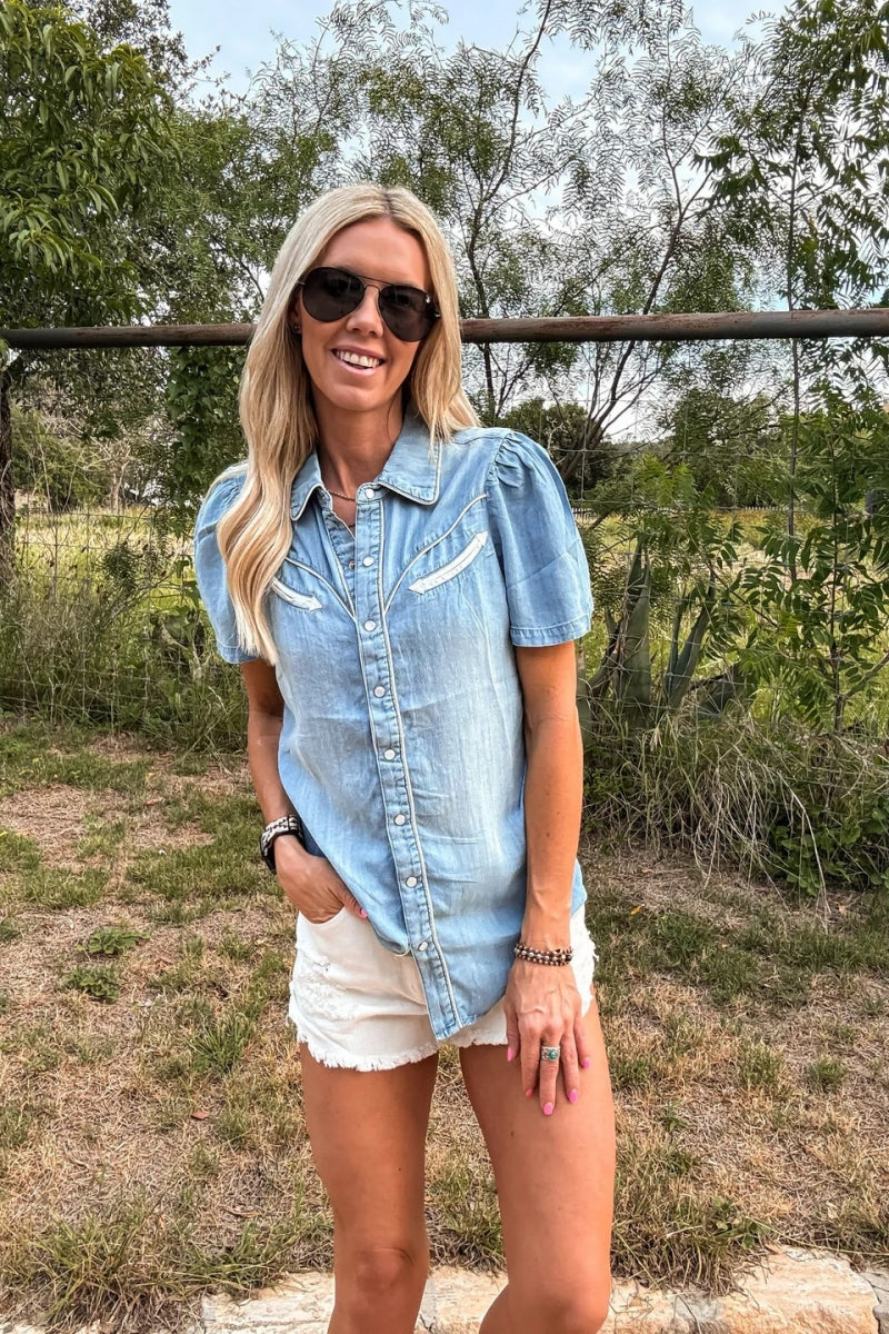 The Booker Western Button-Front (Blue)