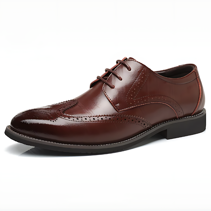 Cowhide Leather Oxford Shoes with Brogue Detailing