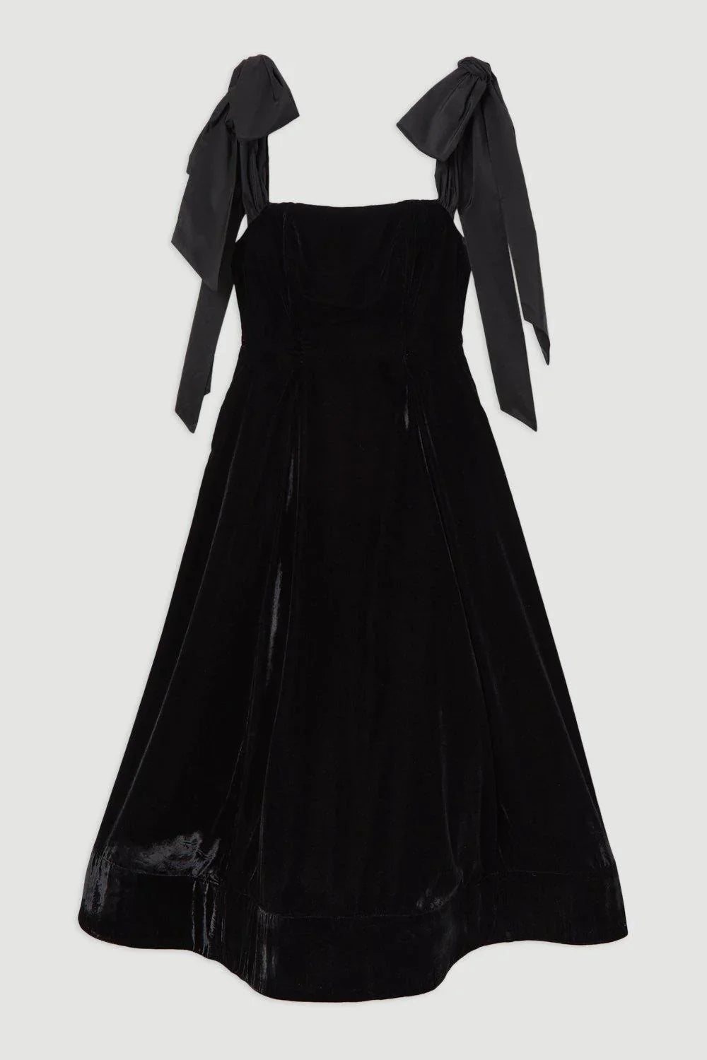 Velvet Strapless Bow Midi-Length Dress