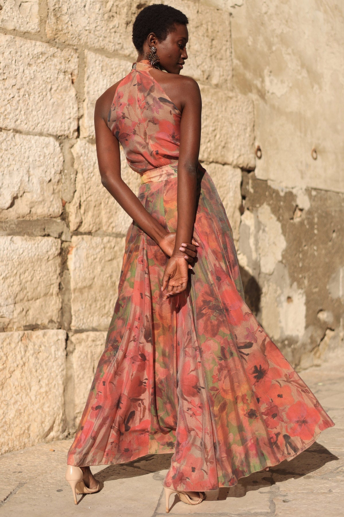 Falda Halterneck Flower Maxi Skirt Set