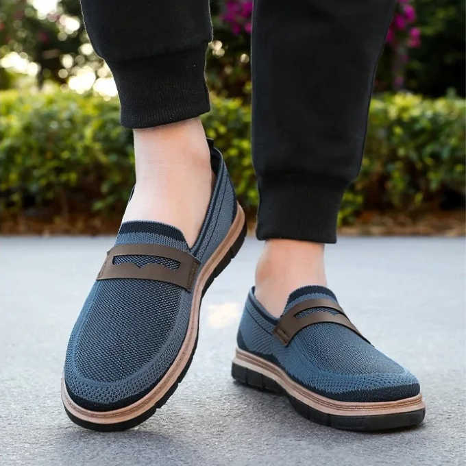 Knit Loafers with Woven Detail