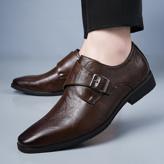 Refined Full-Grain Leather Monk Strap Shoes